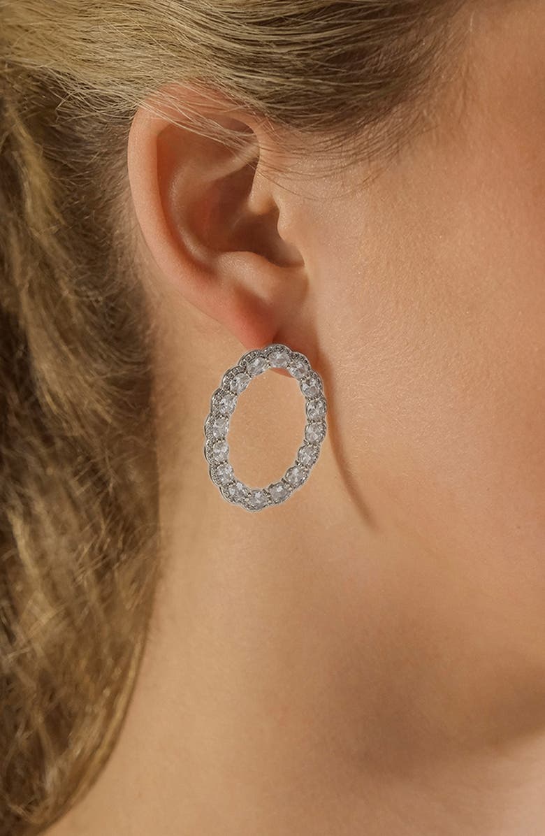 Sterling Forever Rosario CZ Front Hoop Earrings, Alternate, color, Silver