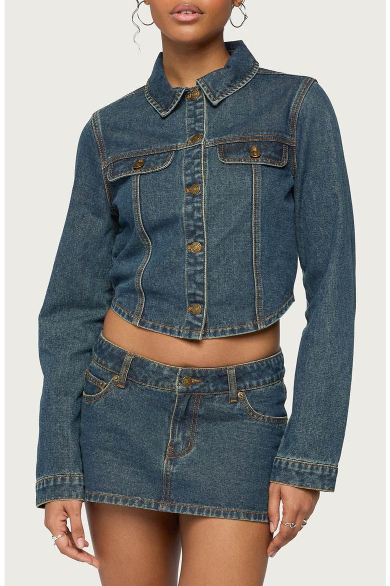 Dayla Cropped Denim Jacket, Main, color, TWILIGHT-BLUE