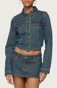 EDIKTED Dayla Cropped Denim Jacket