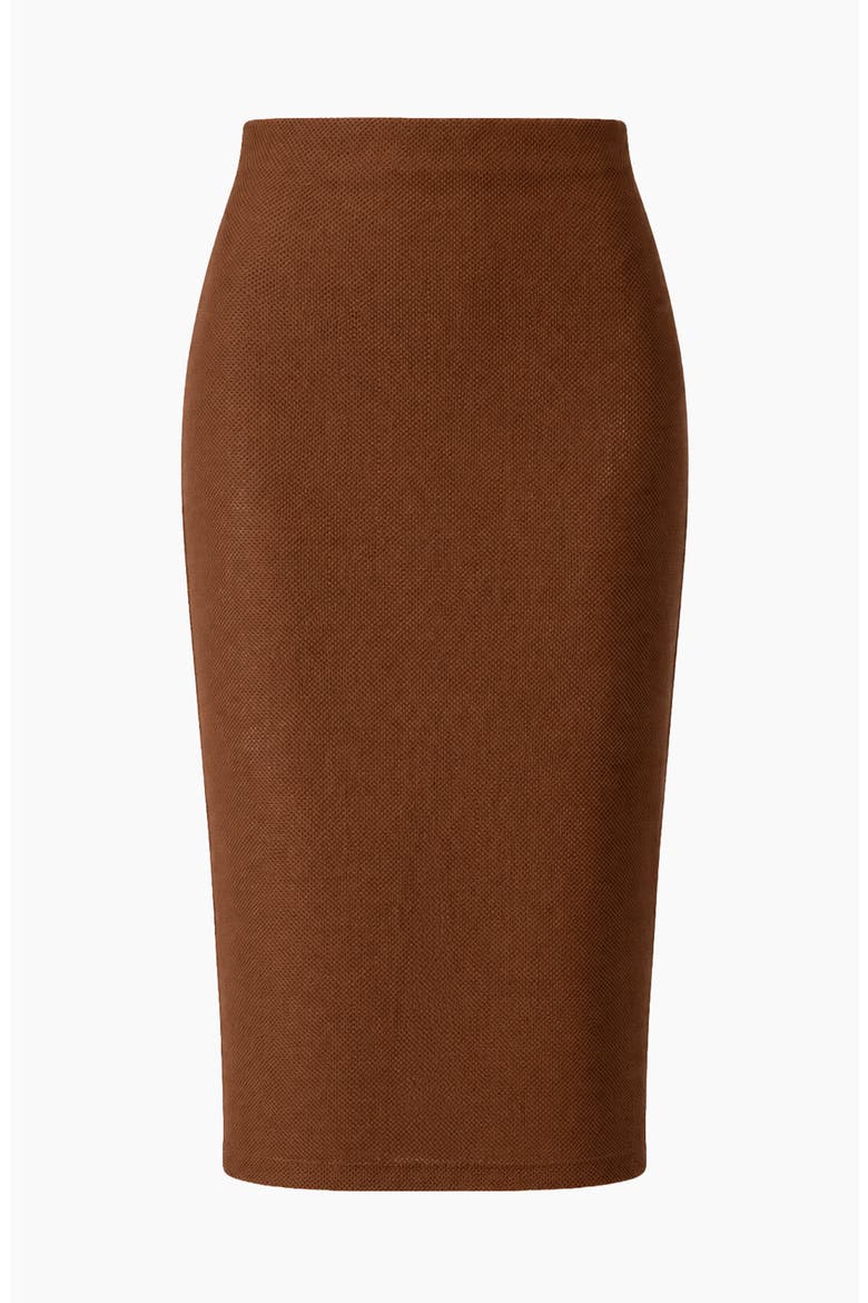 Cuffed-Hem Midi Skirt with Rear Slit, Alternate, color, Light Brown