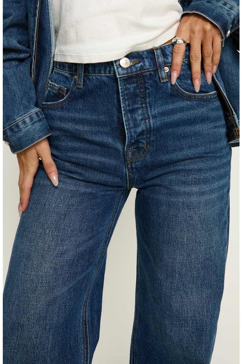 Fawcett High Waist Raw Hem Straight Leg Jeans, Alternate, color, BLUE