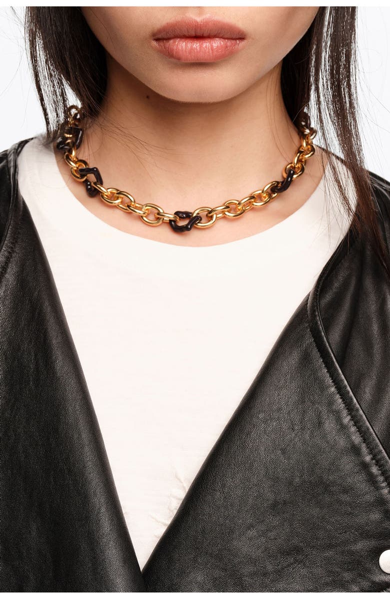 Bimba y Lola Heart Necklace With Texture And Enamel, Alternate, color, Gold