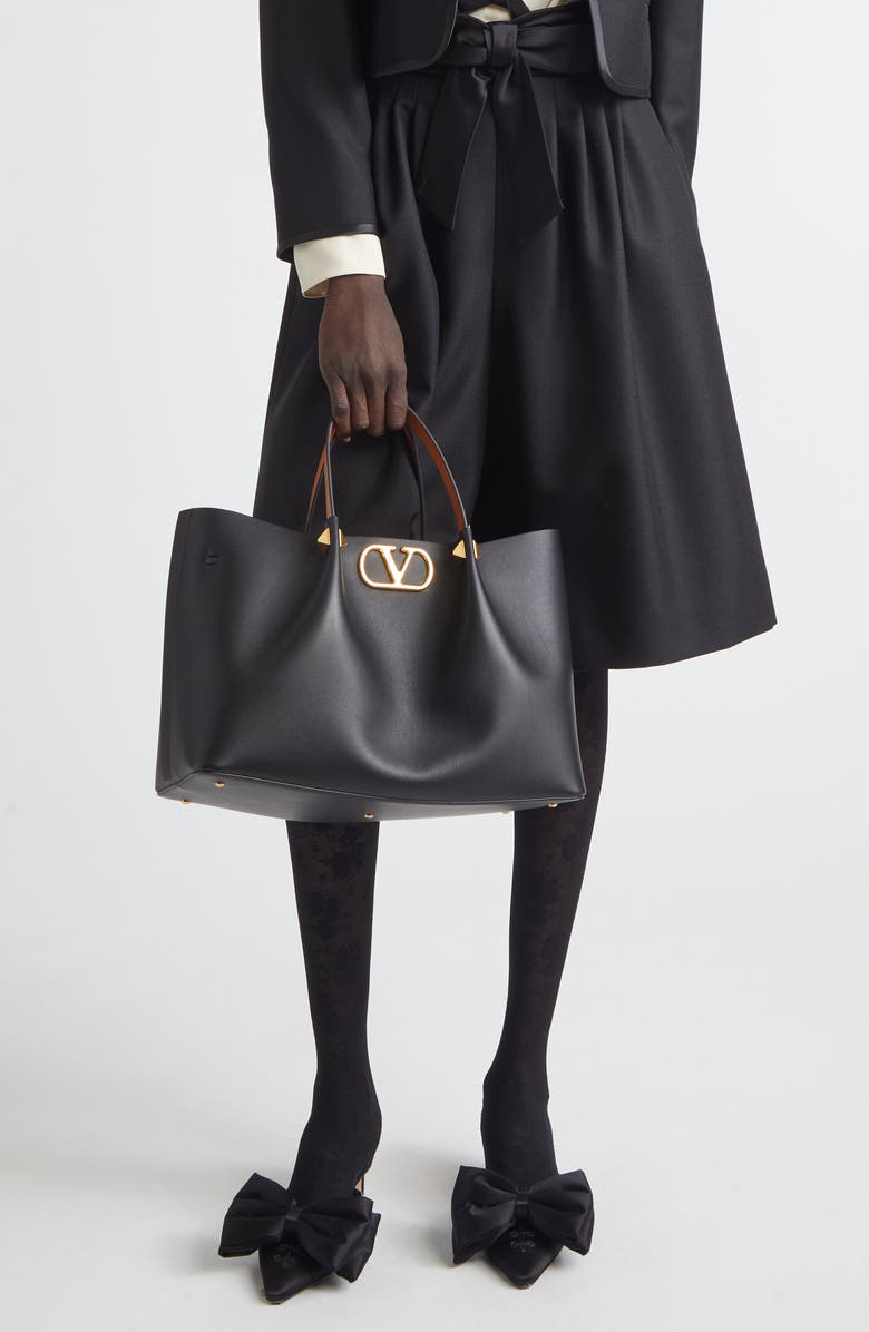 Valentino Garavani Signature VLOGO Tote, Alternate, color, Black/ Camel