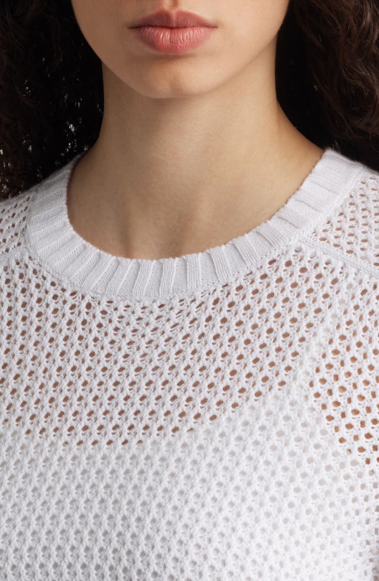 525 America Margot Openwork Cotton Mesh Sweater, Alternate, color, Bleach White