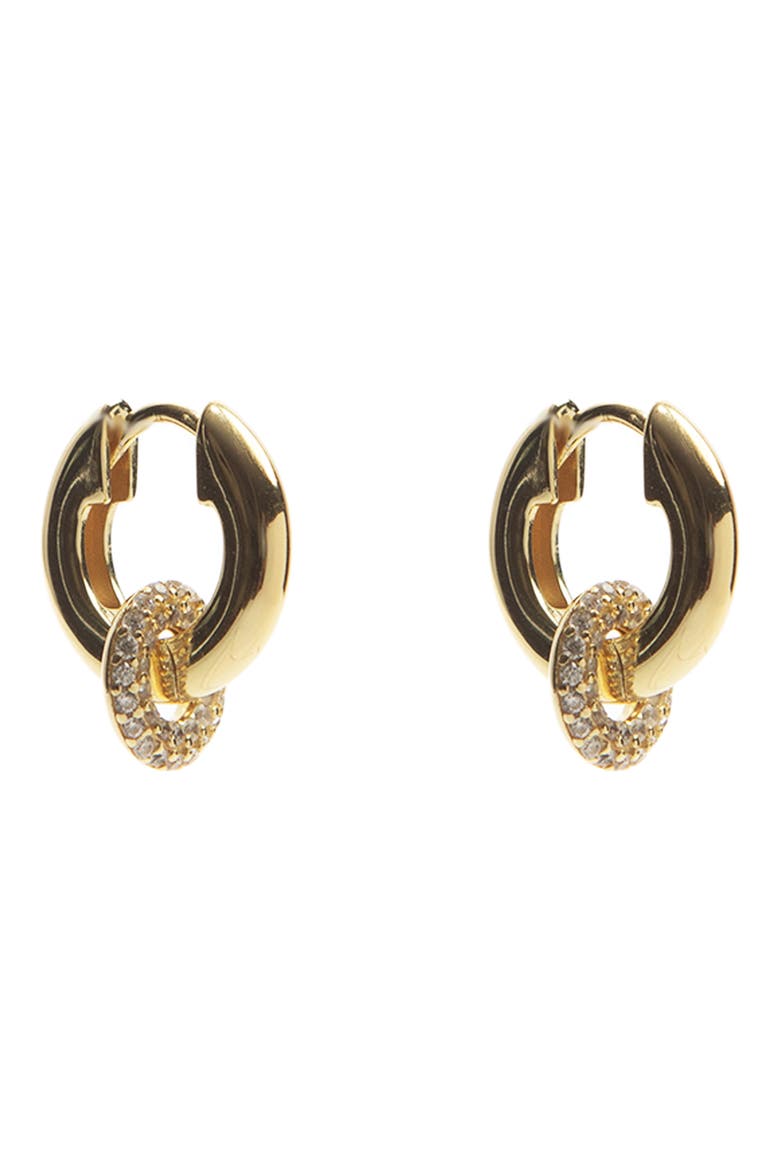 Cubic Zirconia Donut Hoop Earrings, Main, color, GOLD/ SILVER