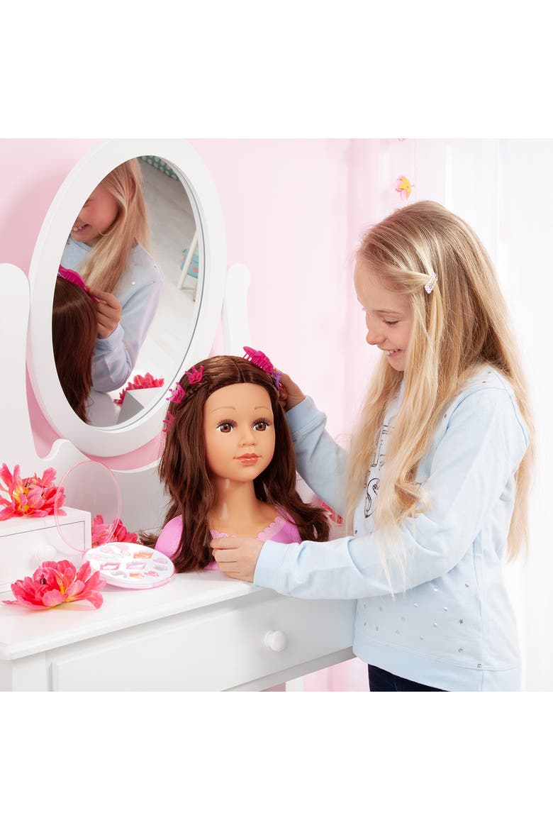 Charlene Super Model Make Up Head, Brunette with Make-Up and Stickers, Alternate, color, Multicolored