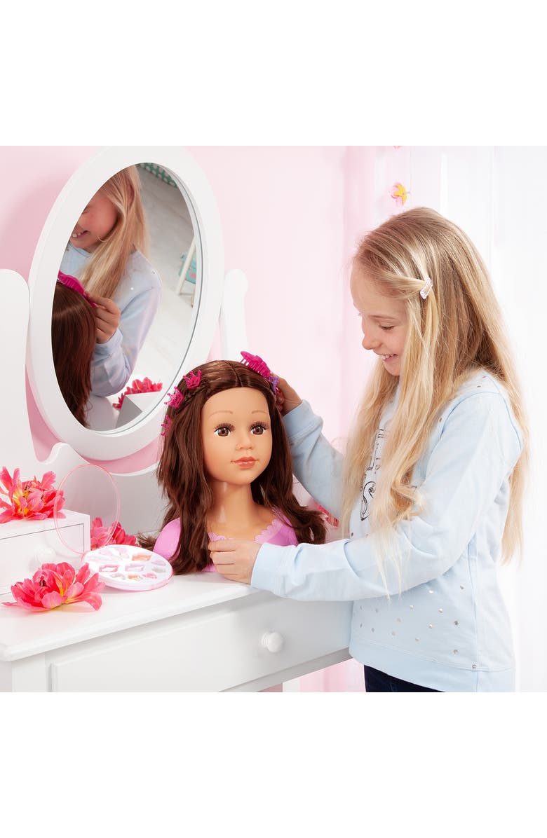 Bayer Design Charlene Super Model Make Up Head, Brunette with Make-Up and Stickers, Alternate, color, Multicolored