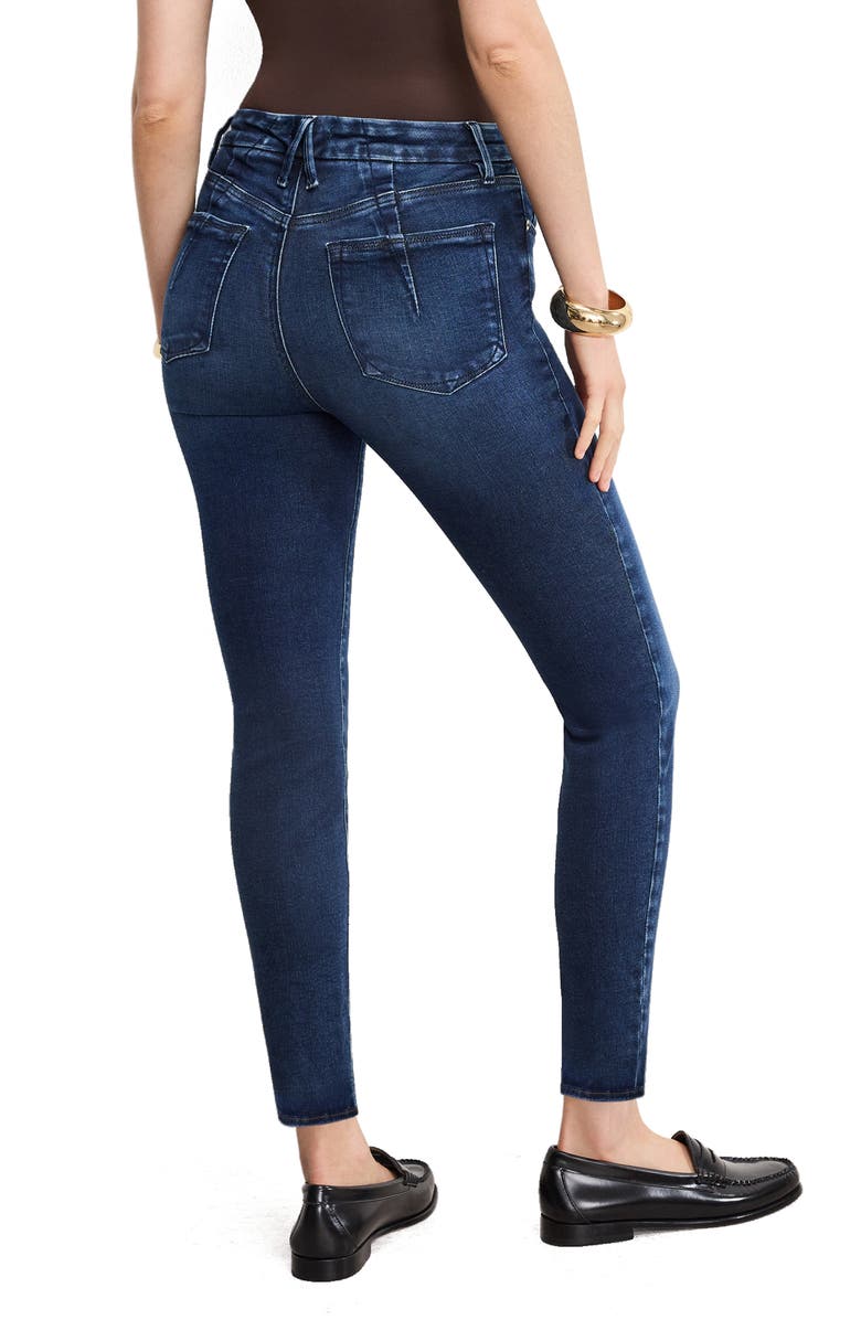 Good American Soft-Tech Good Legs Frayed Skinny Jeans, Alternate, color, Indigo1068