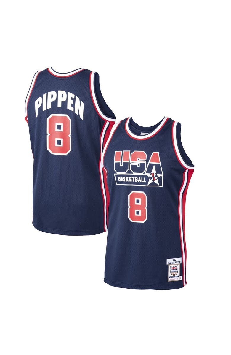 Mitchell & Ness Men's Mitchell & Ness Scottie Pippen Navy USA Basketball Home 1992 Dream Team Authentic Jersey, Main, color,