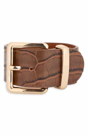 Croc Embossed Leather Cuff Bracelet