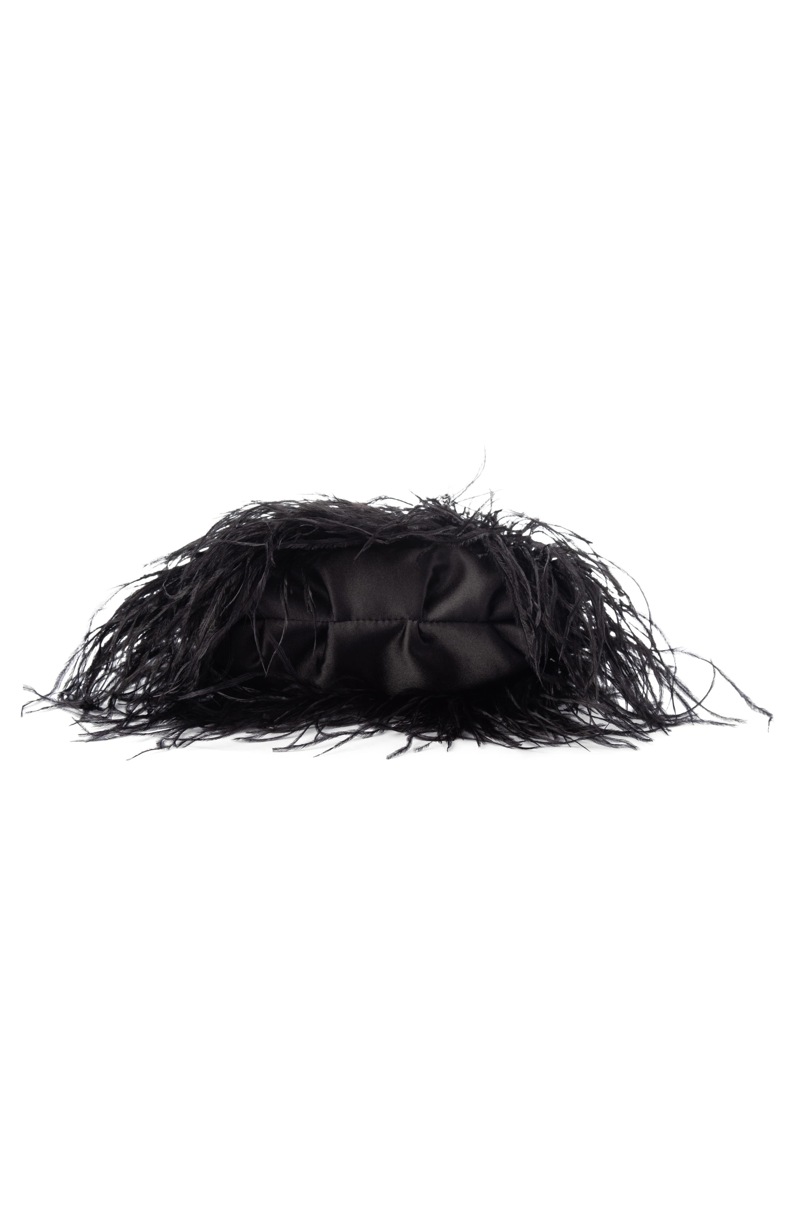 Olga Berg Ostrich Feather Embellished Clutch, Alternate, color, 