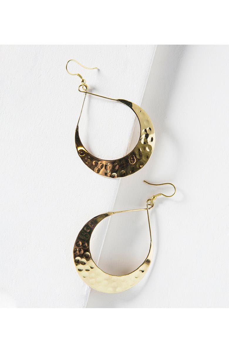 Matr Boomie Lunar Crescent Hammered Hoop Earrings, Main, color, Gold