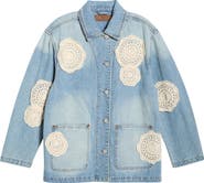 BLANKNYC Crochet Appliqué Denim Chore Jacket