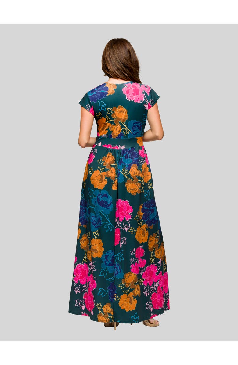 24seven Comfort Apparel Sleeveless V-Neck Maxi Dress with Pocket Detail, Alternate, color, Blue Multi