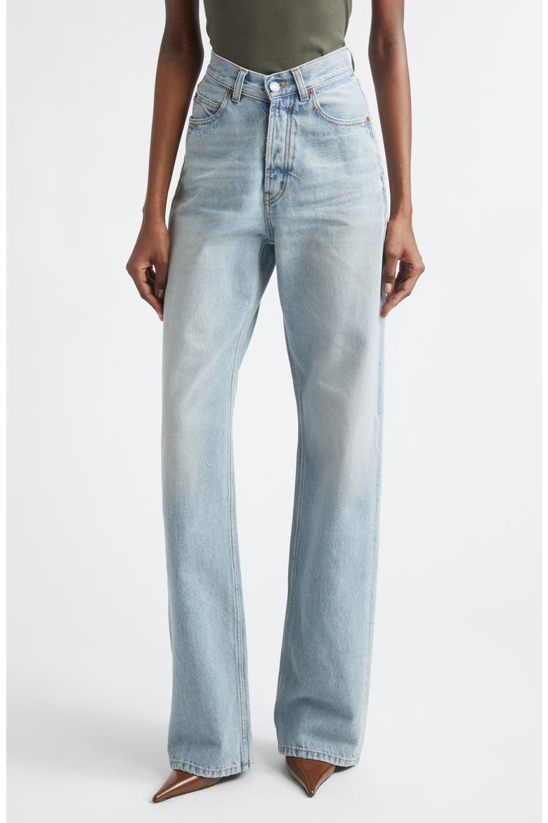 Long V-Waist Denim Wide Leg Jeans, Main, color, MICHIGAN BLUE
