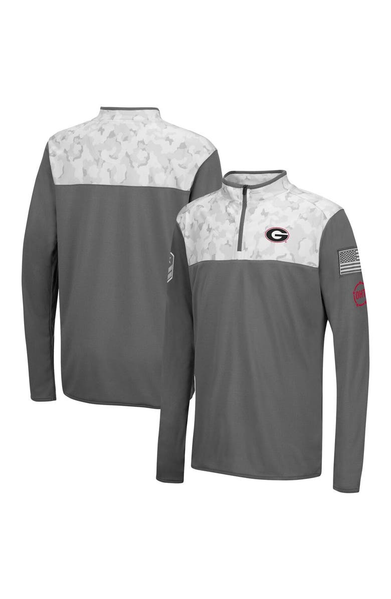 COLOSSEUM Youth Colosseum Charcoal/White Georgia Bulldogs OHT Military Appreciation Badge II Quarter-Zip Jacket, Main, color, 