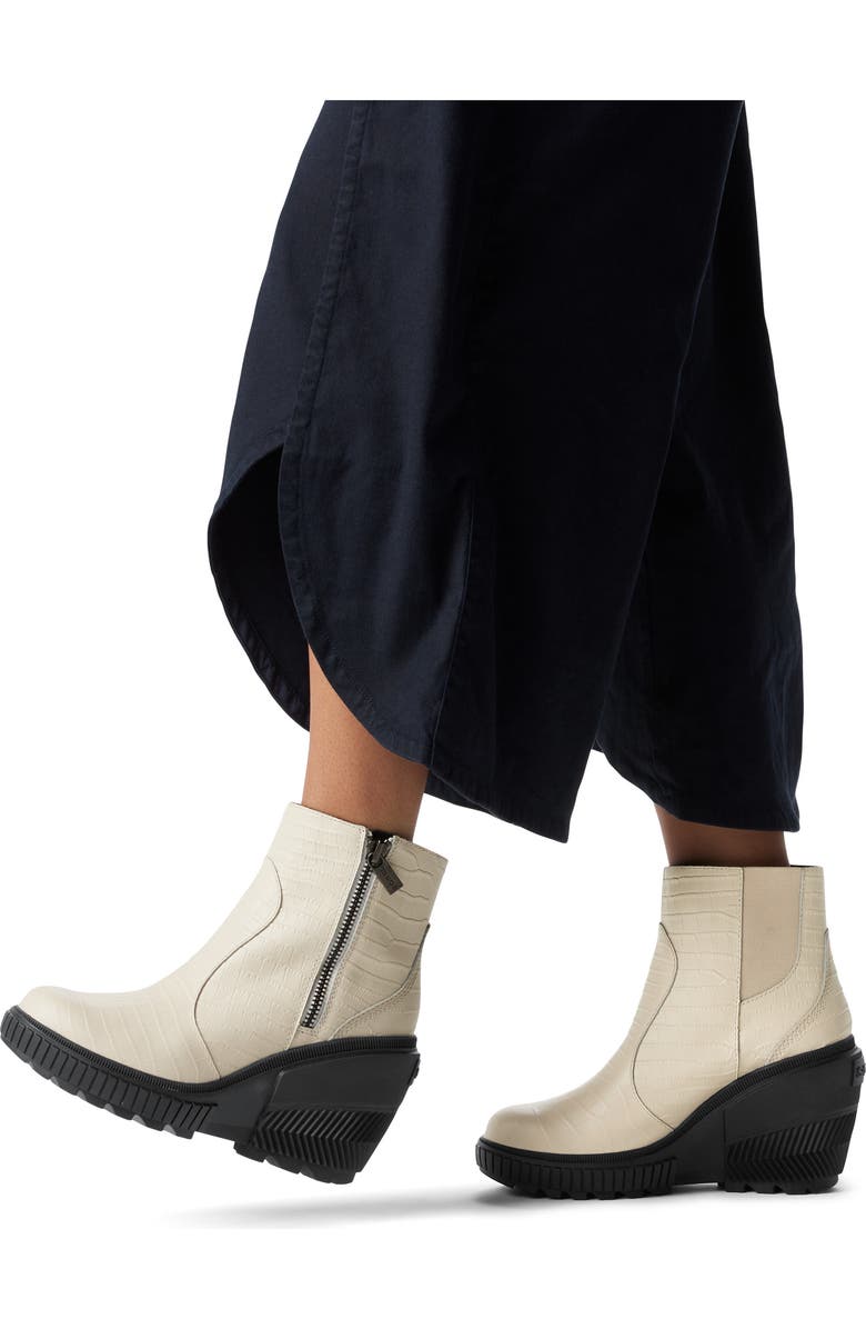 SOREL Ona Ave Zip Wedge Bootie, Alternate, color, Chalk/ Black