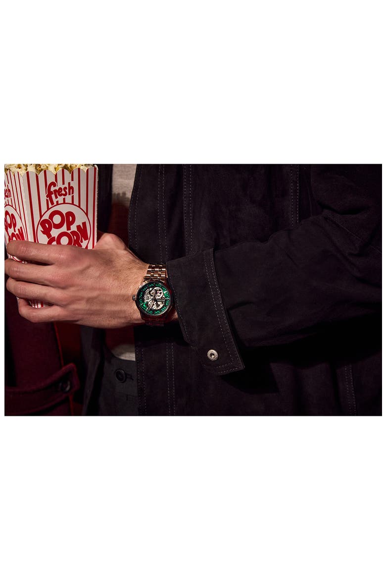 Sutton Skeleton Automatic Bracelet Watch, 40mm, Alternate, color, SILVER-TONE