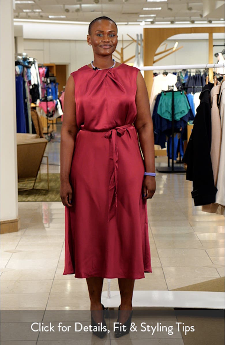 Emmi Sleeveless Satin Midi Dress, sales video thumbnail