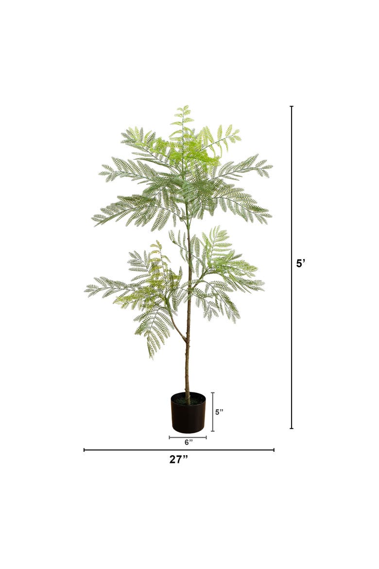 5-ft Artificial Minimalist Jacaranda Tree, Alternate, color, Green