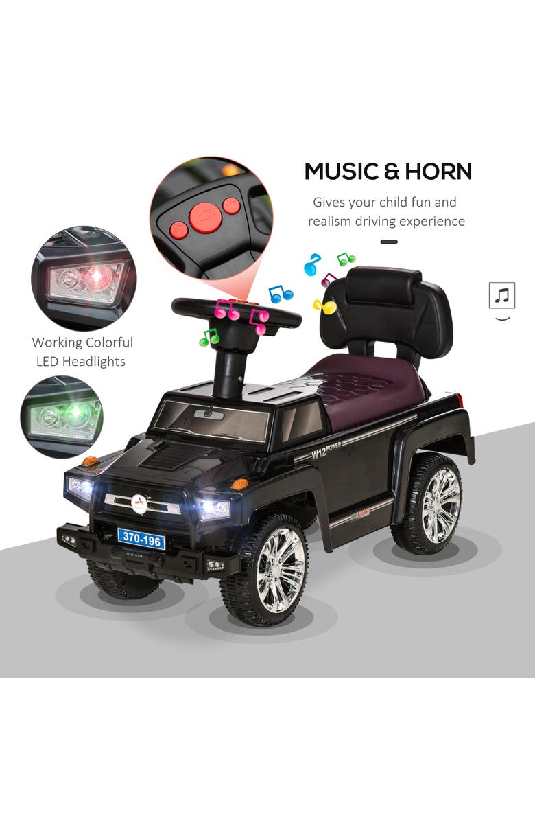 Aosom Kids SUV Push Car with Horn, Music, Lights, Storage, Alternate, color, Black