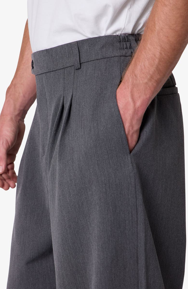 mnml Pleated Wide Leg Cotton Blend Pants, Alternate, color, Grey