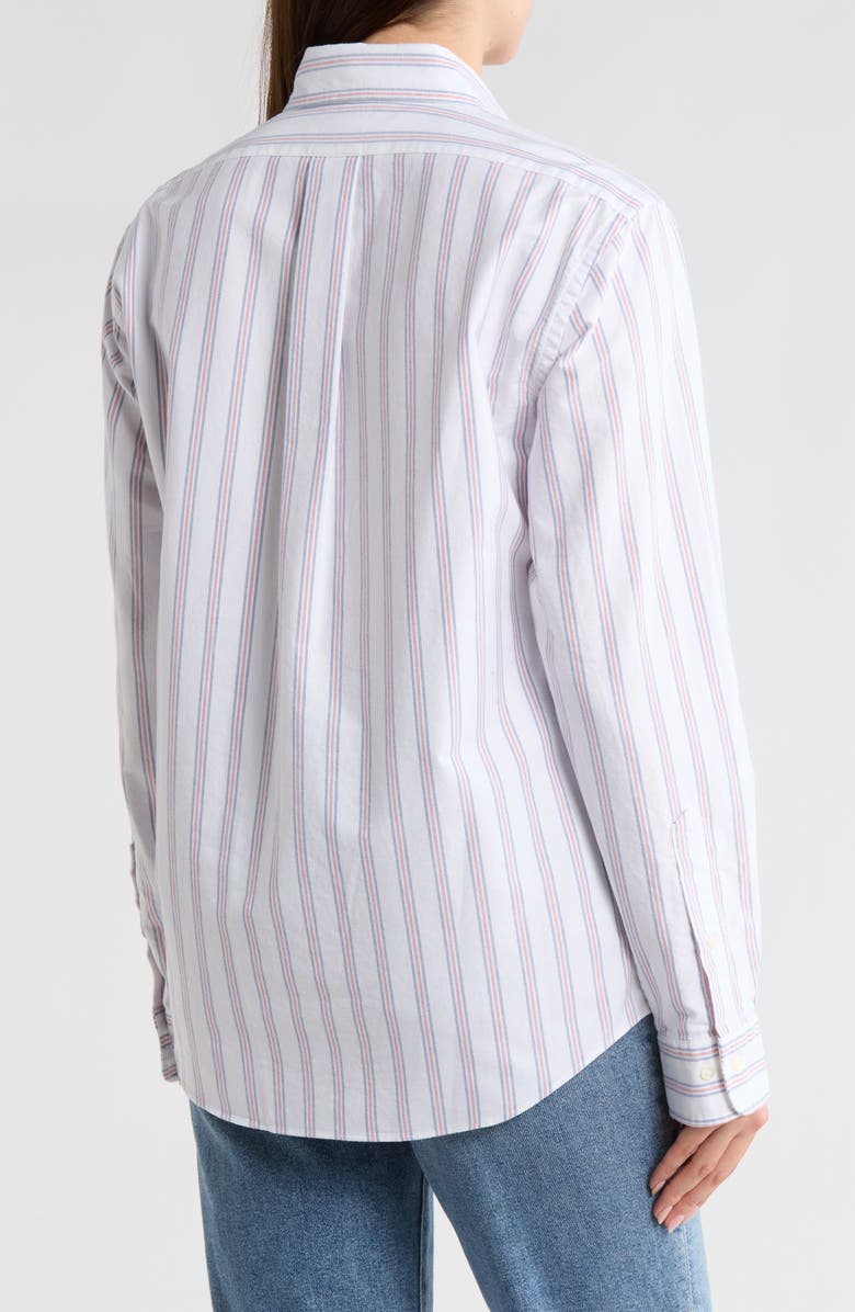Brooks Brothers Oxford Stripe Long Sleeve Button-Down Shirt, Alternate, color, White Stripe