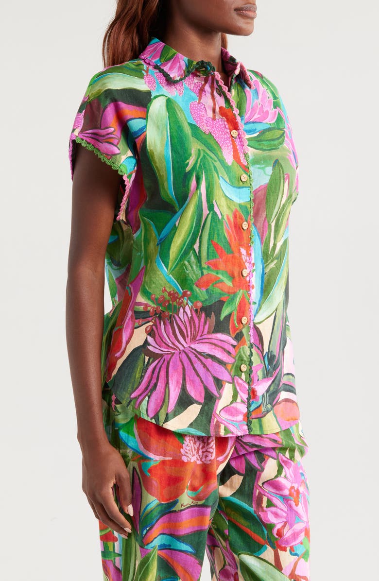 FARM Rio Jardin de Reve Cover-Up Shirt, Alternate, color, 