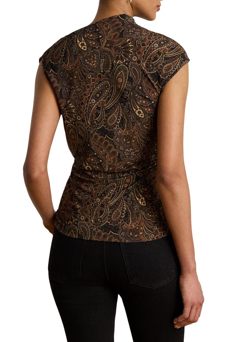 Paisley Shirred Jersey Top, Alternate, color, BLACK/ MULTI