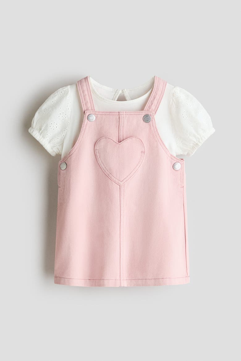 2-piece Cotton Set, Main, color, Light pink/white