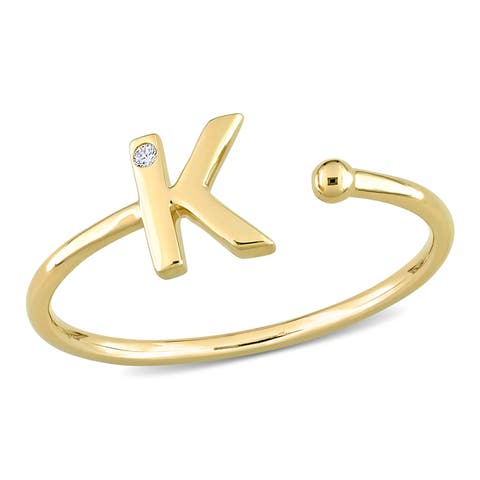 Diamond Initial Ring 10k Yellow Gold