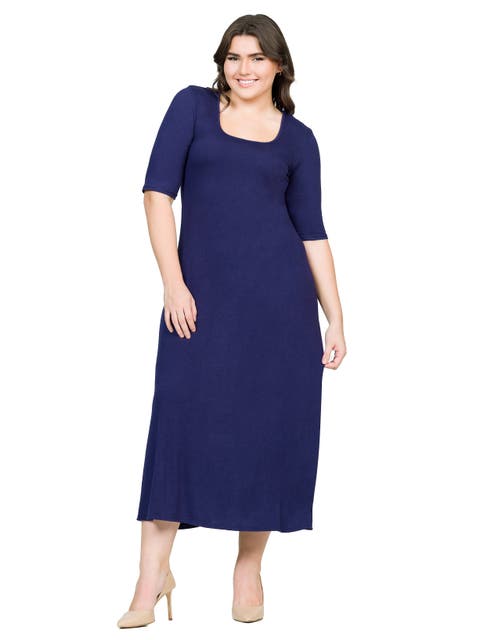 Elbow Length Sleeve Maxi Dress