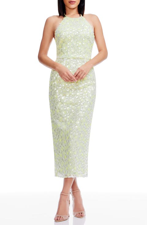 Dani Sequin Cocktail Halter Dress