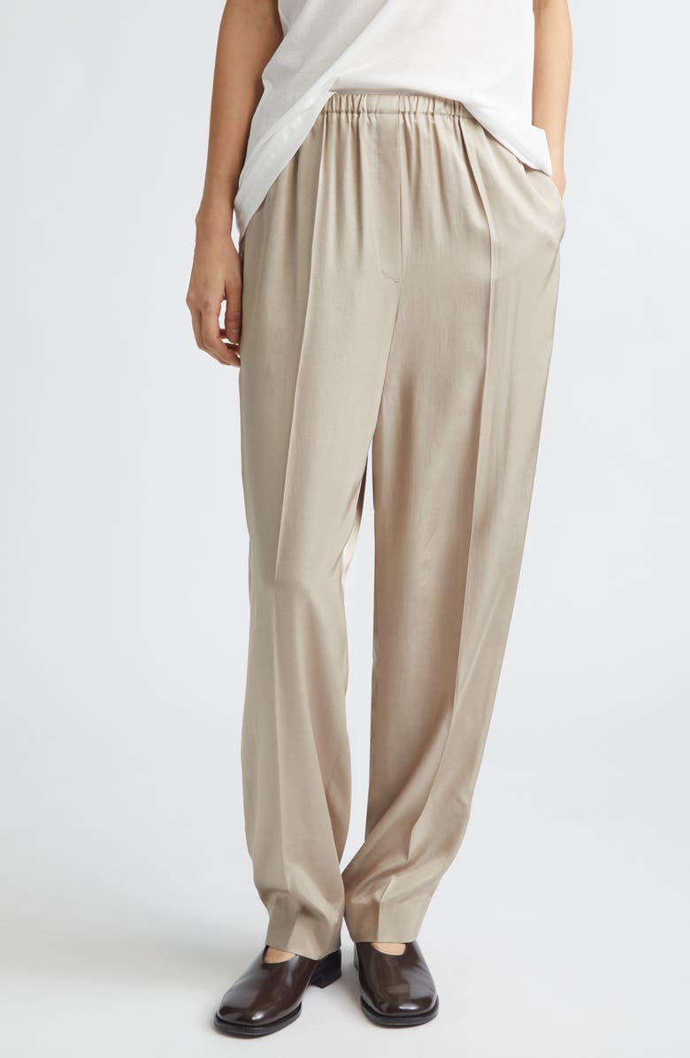 GIA STUDIOS Anne Satin Cocoon Trousers, Main, color, Beige