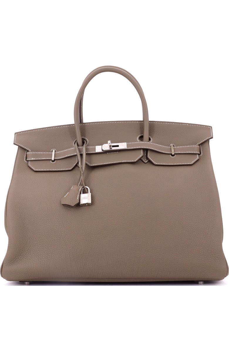 Pre-Owned Hermes Birkin Handbag Grey Togo with Palladium Hardware 40, Main, color, Etoupe