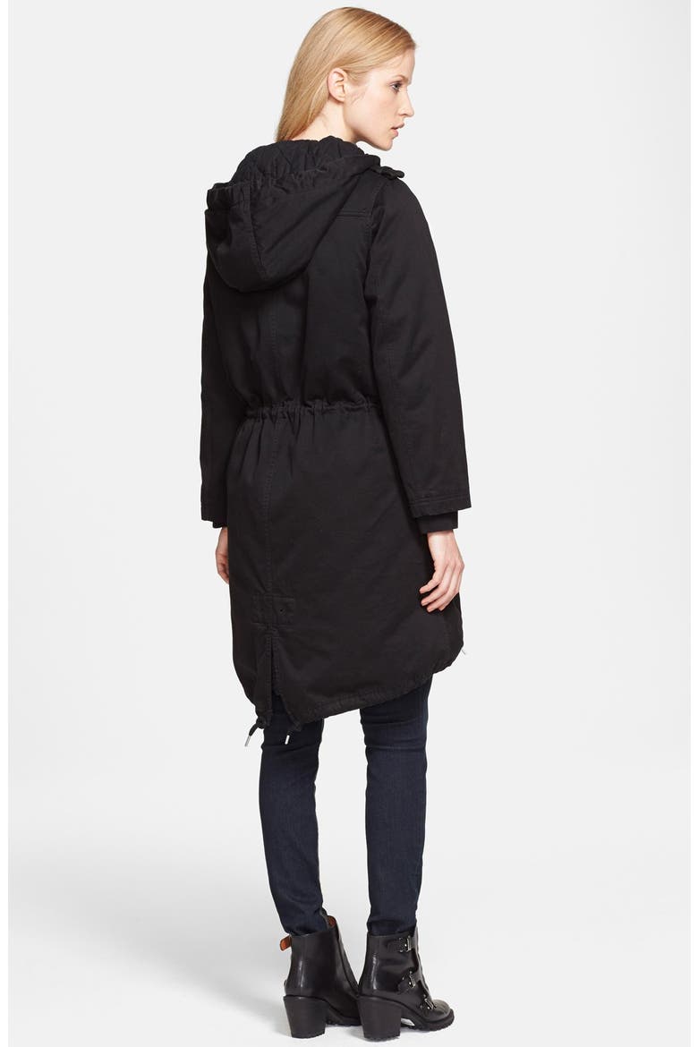 'Classic' Hooded Cotton Anorak, Alternate, color, BLACK