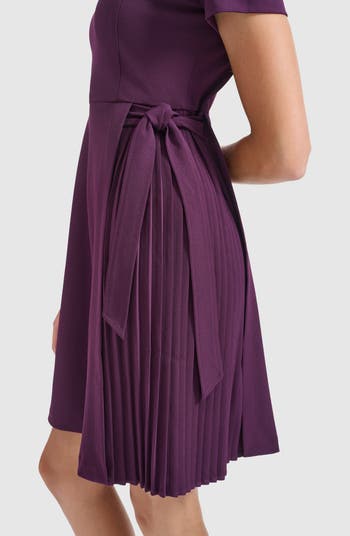 Side Tie Pleated A-Line Dress