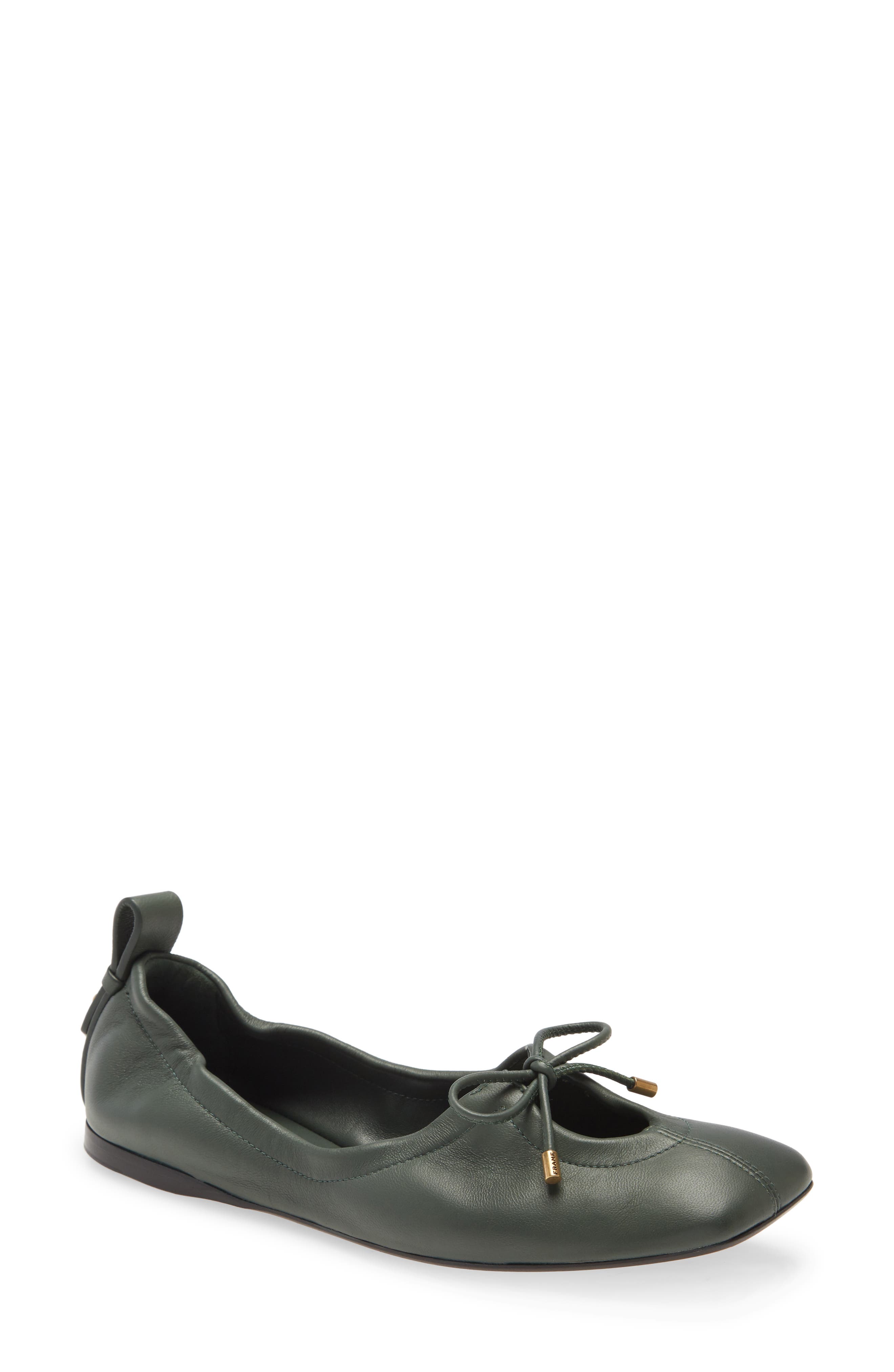 FRAME Le Sunset Square Toe Ballet Flat, Main, color, Forest