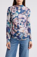 Rails Joelle Floral Ruched Funnel Neck Top