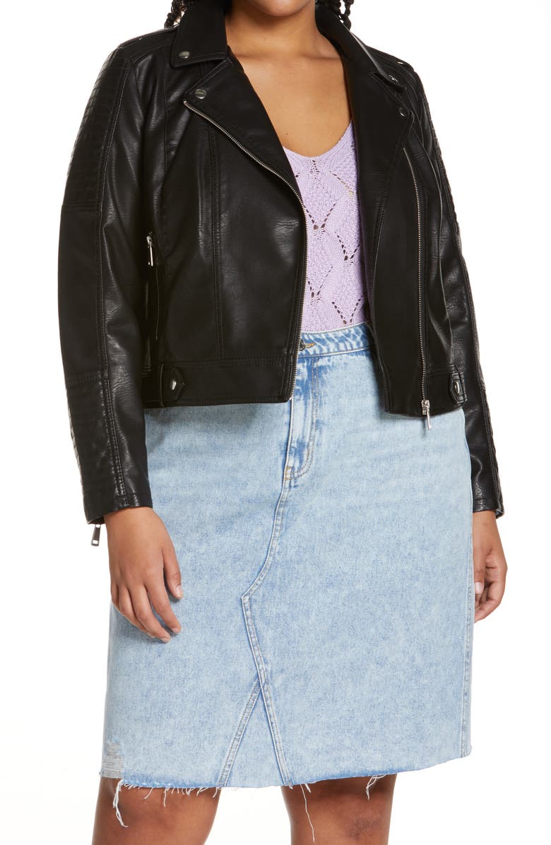 VERO MODA CURVE Kerri Faux Leather Crop Jacket, Main, color,