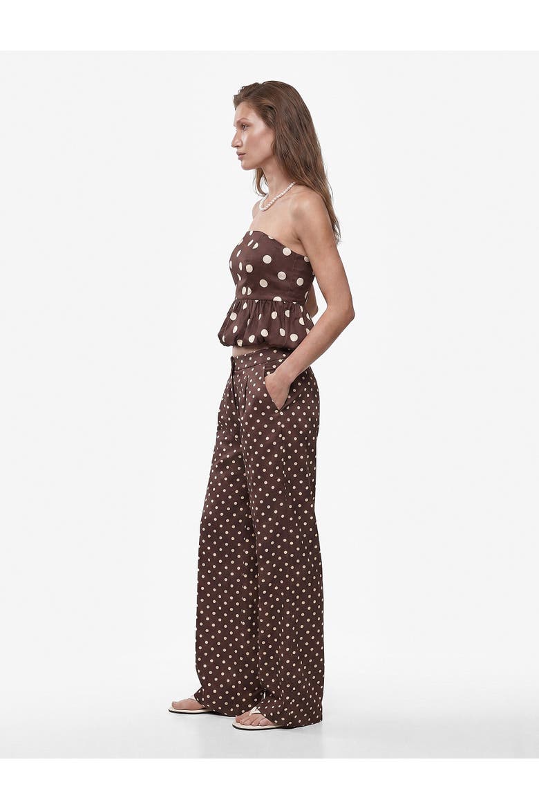 Flowy Wide Leg Baggy Polka Dot Pants, Alternate, color, BROWN DESIGN