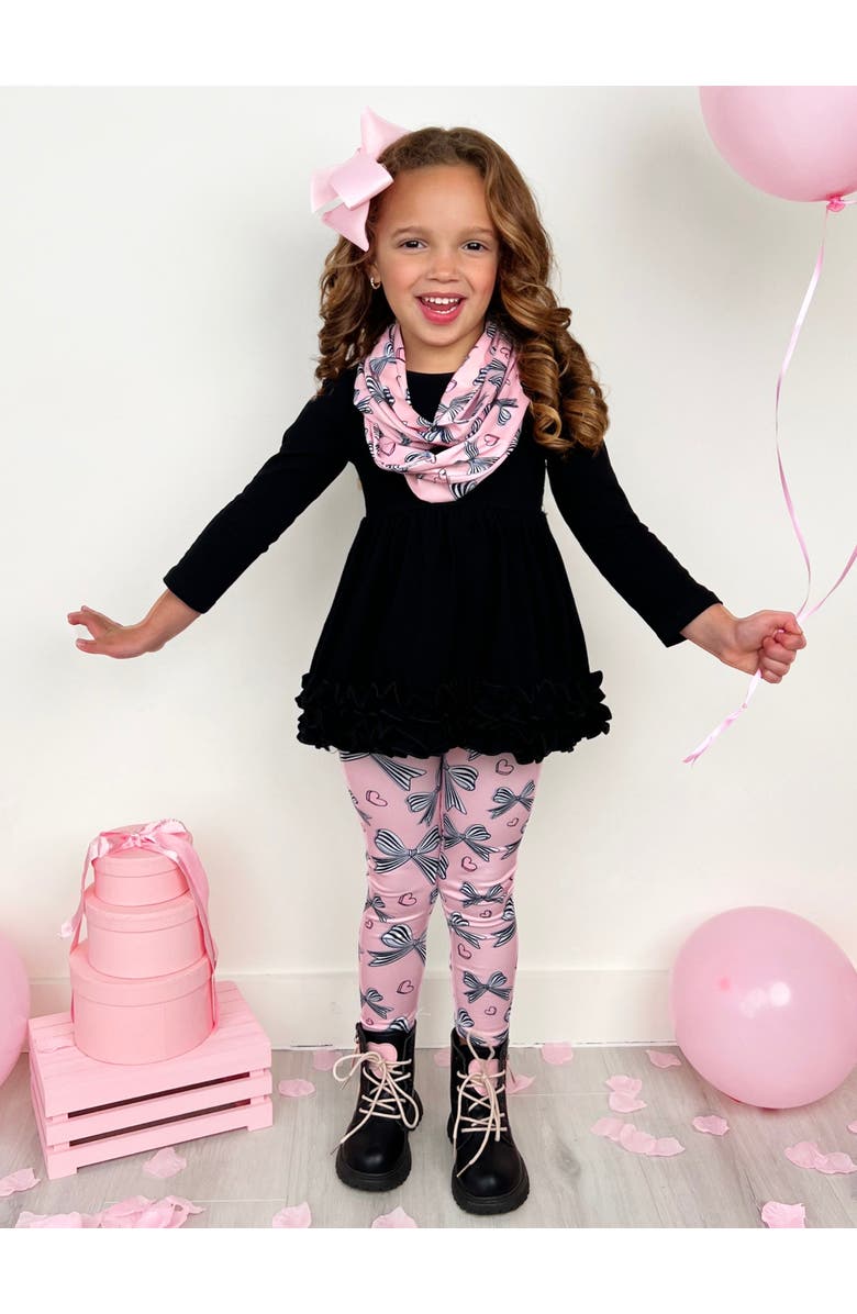 Mia Belle Girls Heart and Soul Tunic, Scarf and Bows Legging Set, Alternate, color, 