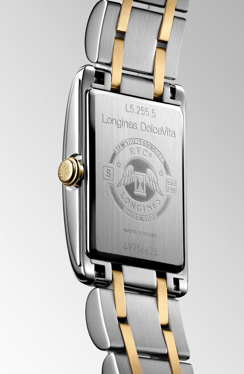 Longines DolceVita Tank Bracelet Watch, 20.8mm x 32mm, Alternate, color, Silver