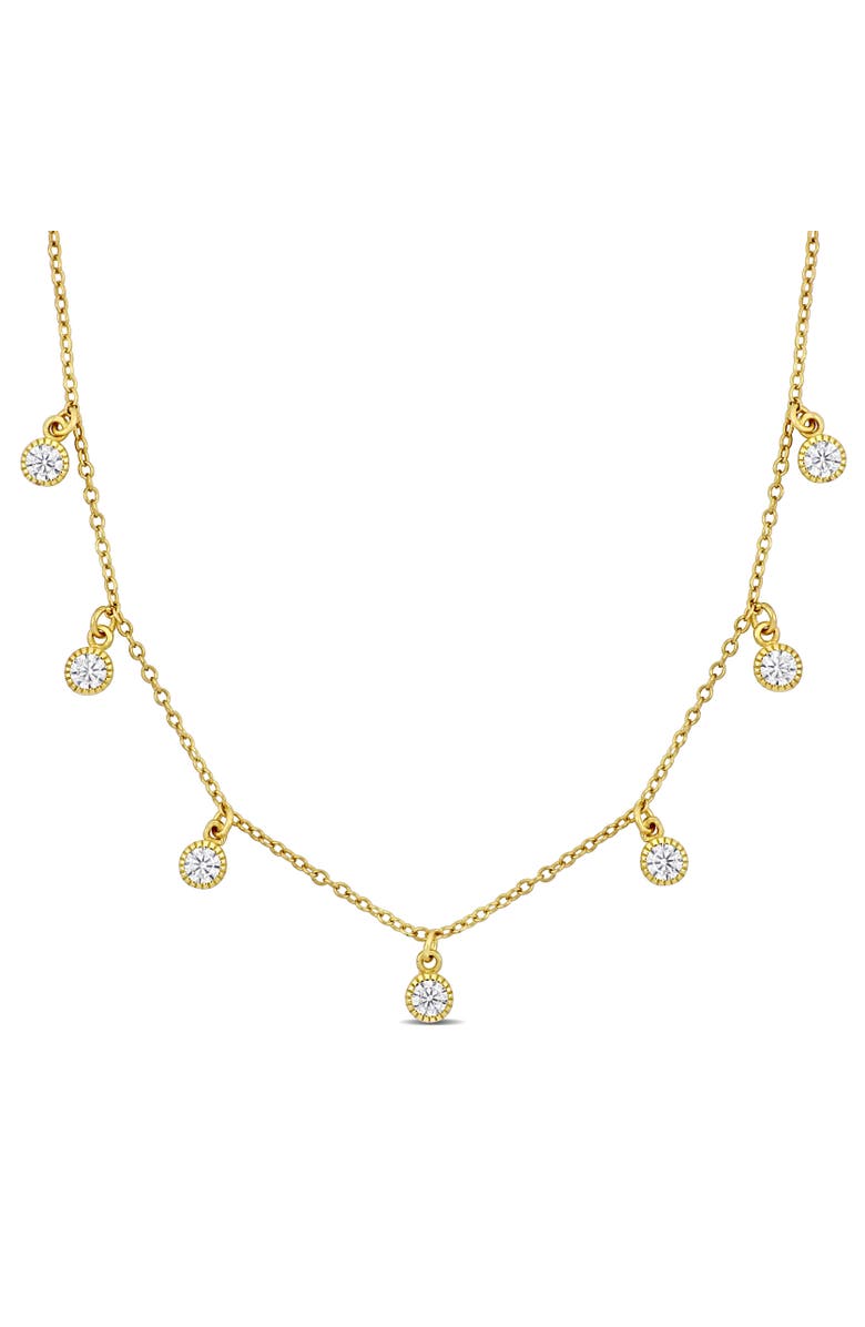 Julianna B. Cubic Zirconia Station Necklace Sterling Silver, Main, color, Yellow-Plated