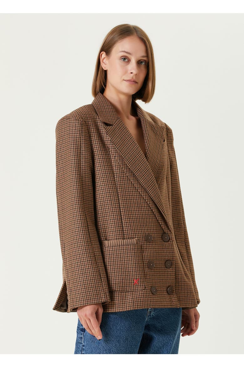 Cotton Big Shoulder  Blazer Jacket, Alternate, color, Brown