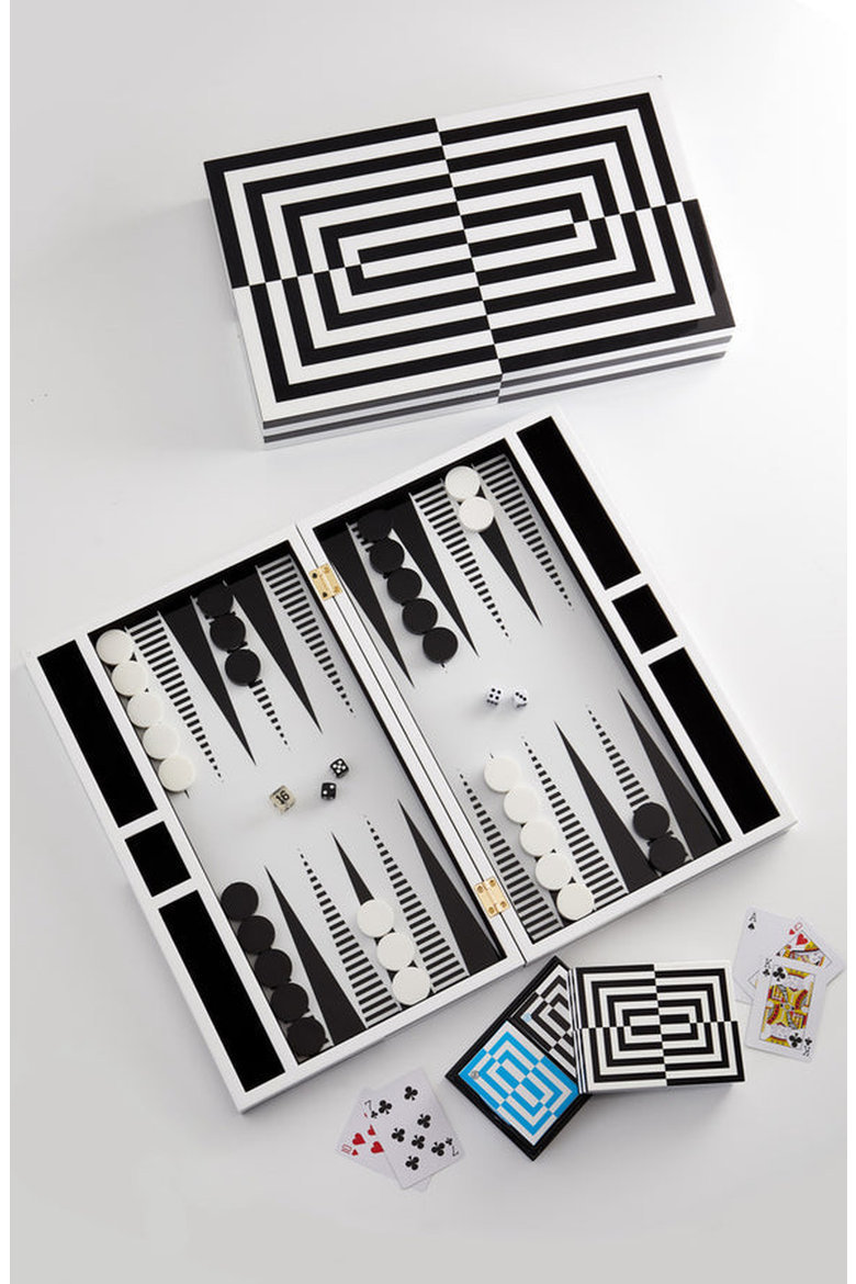 Op Art Lacquer Playing Card Set, Alternate, color, Blue / Black