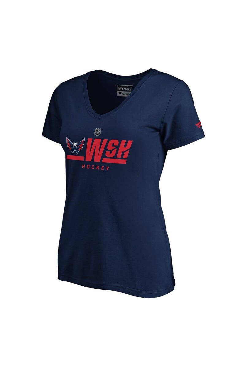 FANATICS Women's Fanatics Branded Navy Washington Capitals Authentic Pro Secondary Logo V-Neck T-Shirt, Alternate, color, Navy