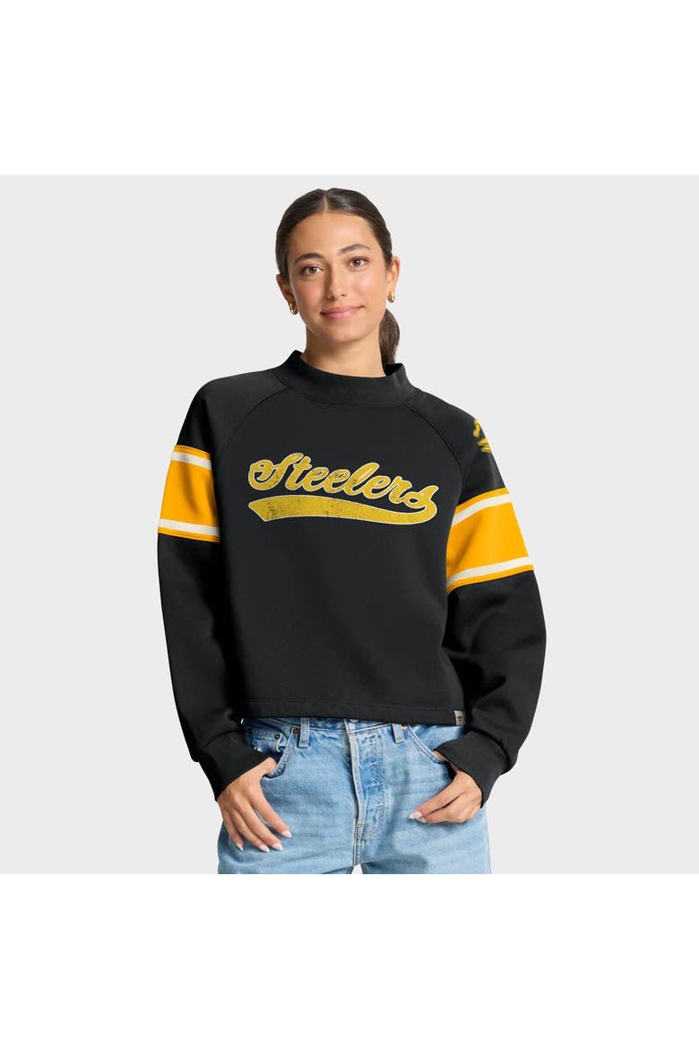 Women's Fanatics Black Pittsburgh Steelers Oversized Hometown Toss Sweep Mock Neck Pullover, Main, color, Black