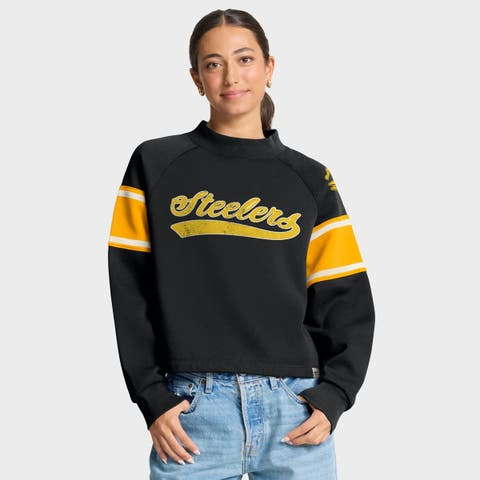 Women
s Fanatics Black Pittsburgh Steelers Oversized Hometown Toss Sweep Mock Neck Pullover