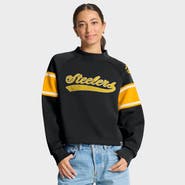 FANATICS Women's Fanatics Black Pittsburgh Steelers Oversized Hometown Toss Sweep Mock Neck Pullover